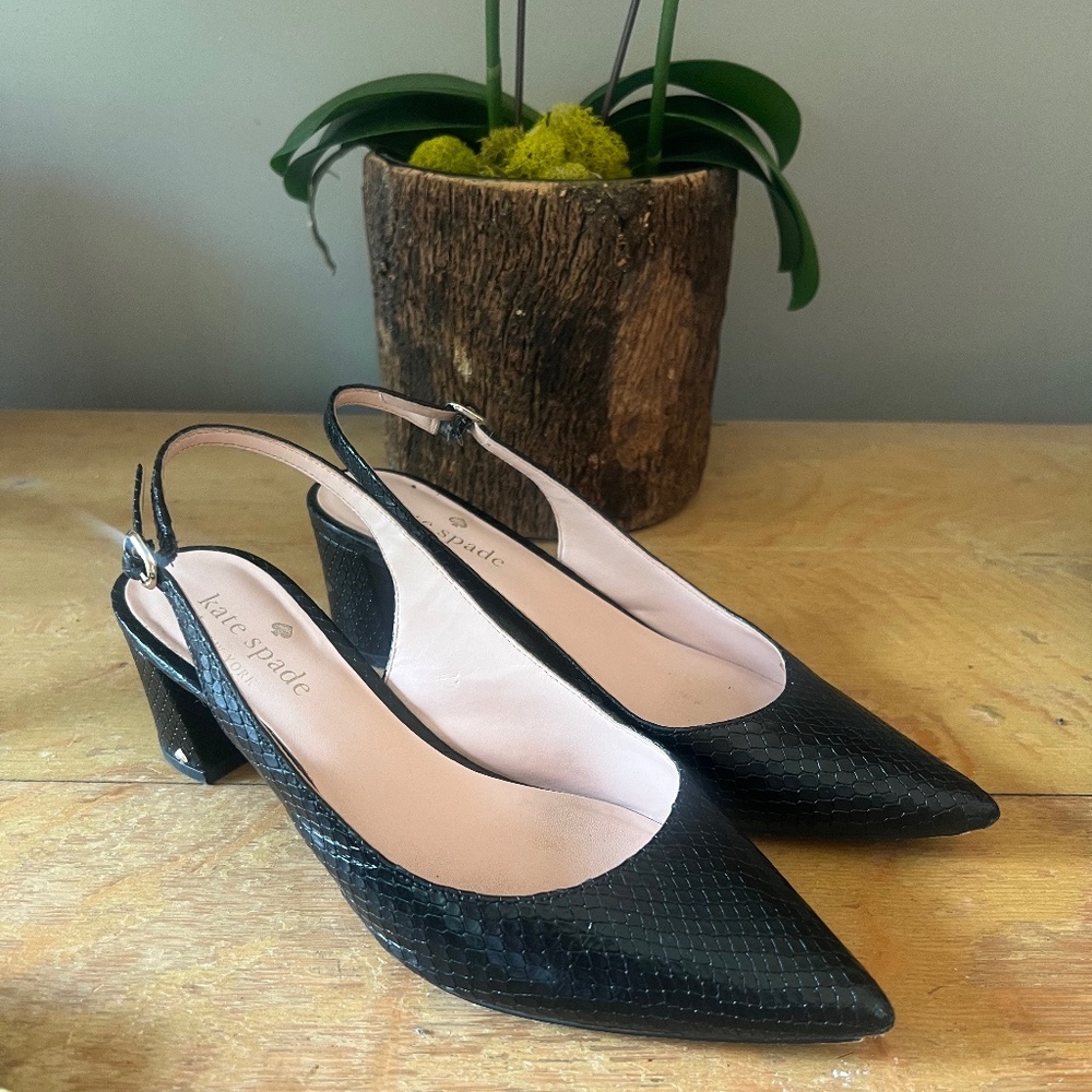 Kate Spade New York Midge Sling kitten heels.  Size 6B Dark Espresso Brown